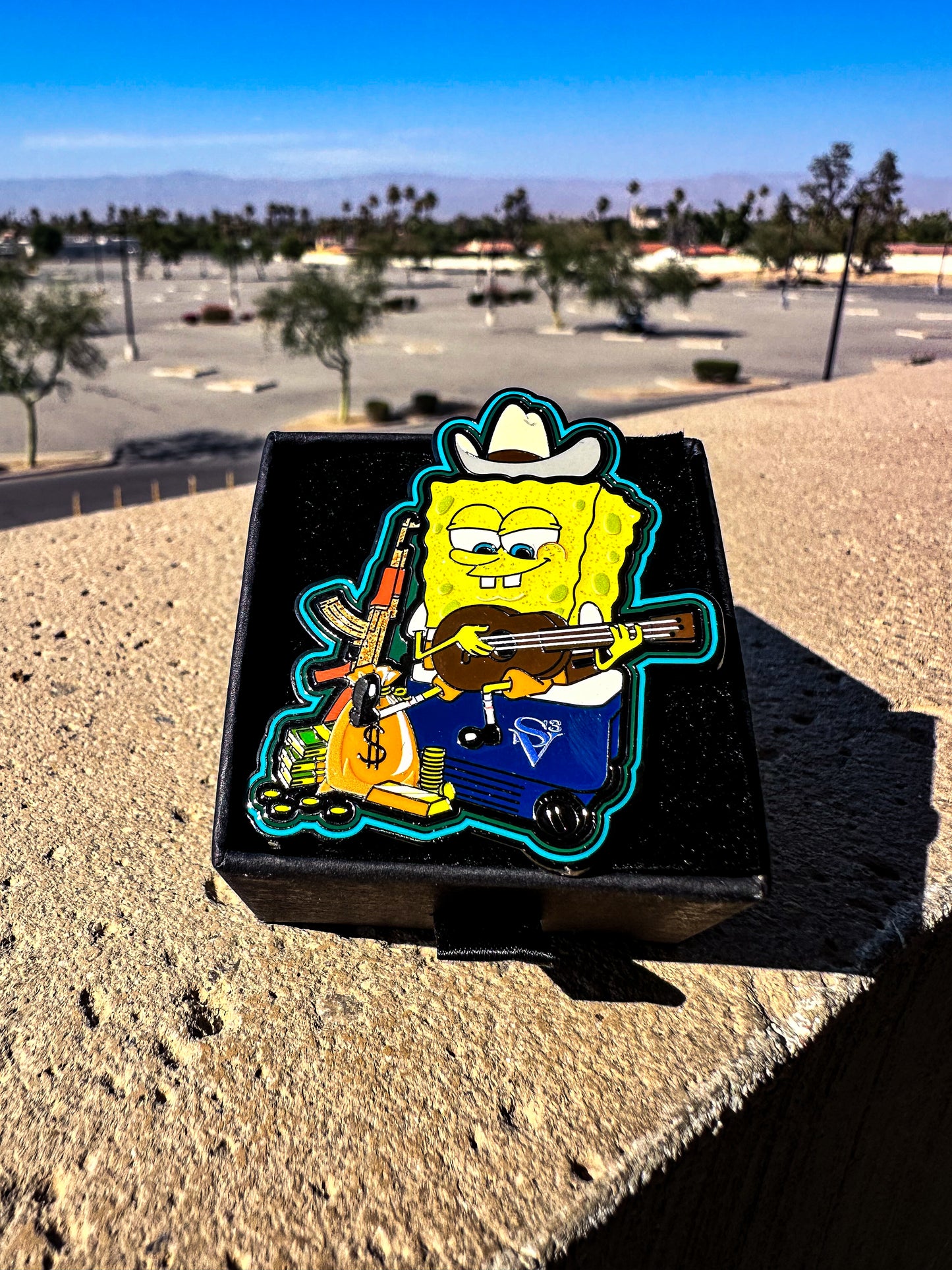 hard enamel pin with glitter finish